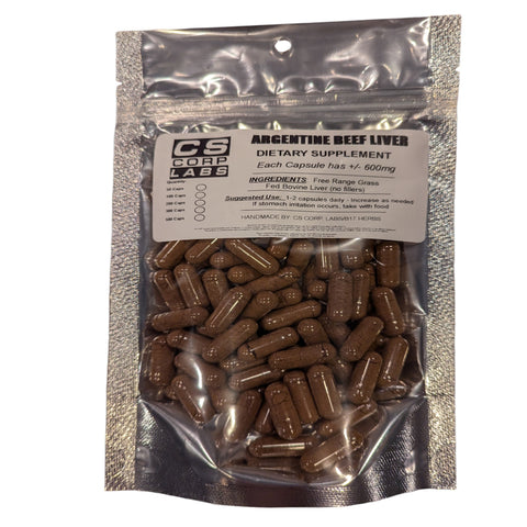 Argentine Beef Liver - Grass Fed Gluten Free - 100 Veggie Caps, 600mg