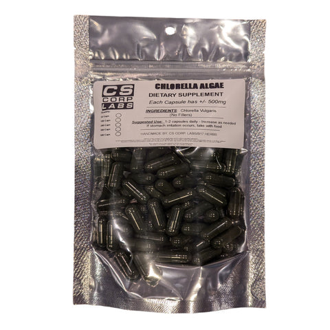 Chlorella Veggie Capsules (Binder) - Superfood - Green Algae - 50 or 100 Caps, 500mg