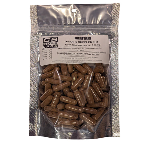 Herbal Haritaki Capsules- Fruit Powder - Veggie Cap - 500mg