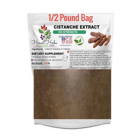 Cistanche Extract 10:1 Powder – 10x Strength – Cistanche Tubulosa – Water Extraction Process – Honest Herbs - ½ Pound Bag