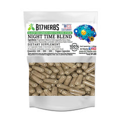 Sleep and Night Time Blend - 100 pcs Calming Relaxing Veggie Capsules, 500mg