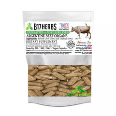 Argentine Beef Thymus w/Liver Blend - 600mg Grass Fed Gluten Free - 100 Veggie Capsules