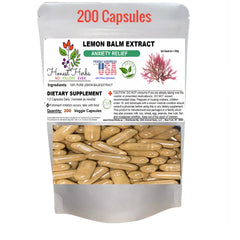 Lemon Balm Extract – Natural Calm, Stress, Mental Clarity – 200 Veggie Capsules
