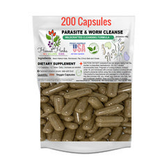 Worm & Parasite Blend - Natural Cleanse Formula - Black Walnut Hulls - Wormwood - Pau D'Arco Bark - Clove - Honest Herbs - 200 Veggie Caps