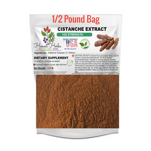 Cistanche Extract 10:1 Powder – 10x Strength – Cistanche Tubulosa – Water Extraction Process – Honest Herbs - ½ Pound Bag
