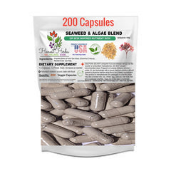 Seaweed and Algae Blend - Irish Moss (Chondrus Crispus), Bladderwrack and Kelp -  Honest Herbs - 650mg - 200 Veggie Caps