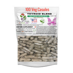 Thyroid Blend Veg Caps - Natural Detox | Kelp | Nettle | Bladderwrack | Ashwagandha | Black Walnut Hull | Schisandra | Eleuthero Root - Honest Herbs - 500mg, 100 Veggie Caps