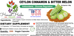 Ceylon Cinnamon & Bitter Melon Blend - Blood [G]lucose Regulation, Vitamin C, Antioxidants, Energy - 200 Veg. Caps